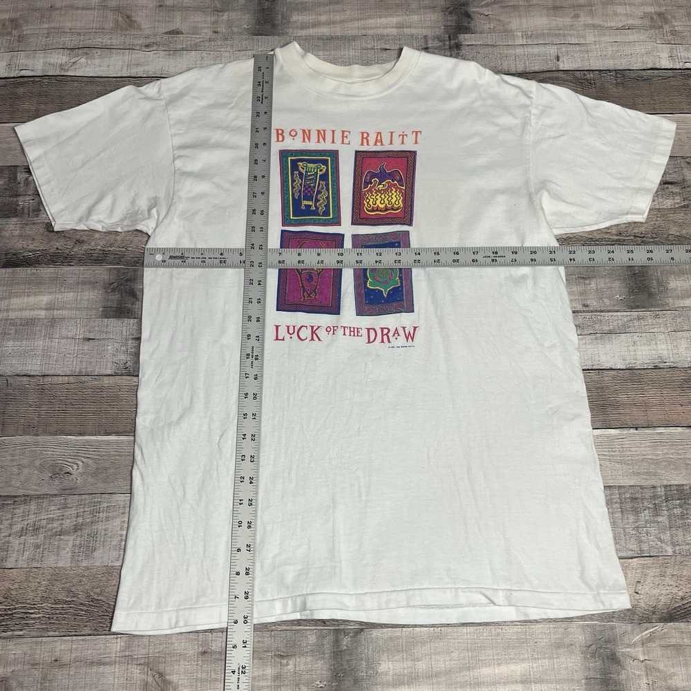 Bonnie Raitt Shirt Size XL White Vintage 90s Luck Of The Draw Band Tee - Picture 5 of 10